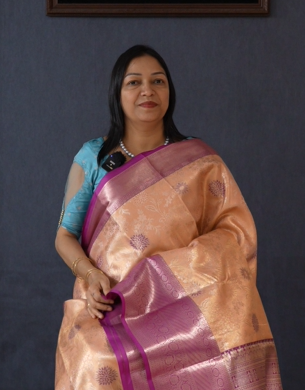 TISSUE SILK SAREE -Peach to Purple  shade  Search code 3451