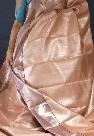 TISSUE SILK SAREE -Peach to Mauve shade  Search code 3452