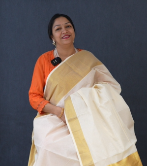 KERALA  SAREE  - Golden color -Cotton Search code 3014