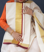 KERALA  SAREE  - Golden Marron color -Cotton Search code 3016