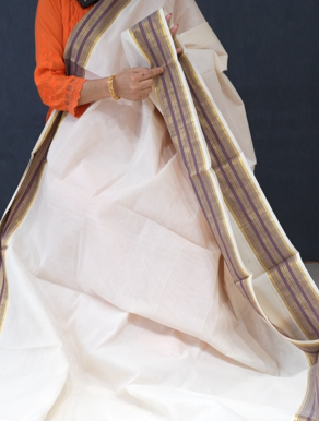 KERALA  SAREE  - Golden Brown color -Cotton Search code 3019