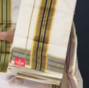 KERALA  SAREE  - Golden Black color -Cotton Search code 3021