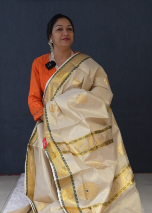 KERALA  SAREE  - Golden  green color -Tissue Search code 3031
