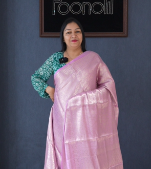 Semi banarasi saree -Light lavender  shade  Search code 3927