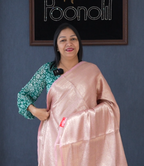 Semi banarasi saree -Peach shade  Search code 3929