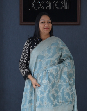 Soft chanderi saree -Blue Gray shade  Search code 4027