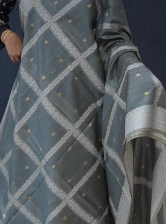 Soft chanderi saree -Gray shade  Search code 4029
