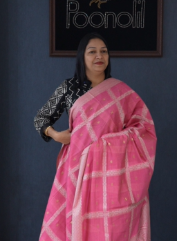 Soft chanderi saree -Pink  shade  Search code 4032