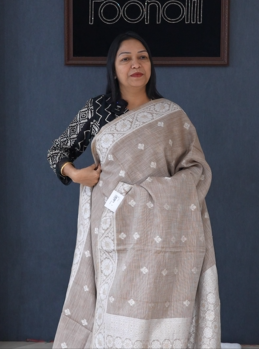 Soft chanderi saree -Gray shade  Search code 4035