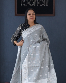 Soft chanderi saree -Ash Gray shade  Search code 4036