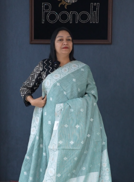 Soft chanderi saree -Green shade  Search code 4037