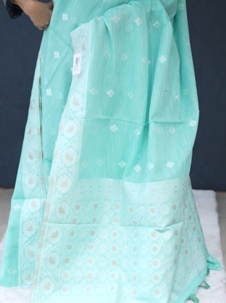 Soft chanderi saree -Blue shade  Search code 4038