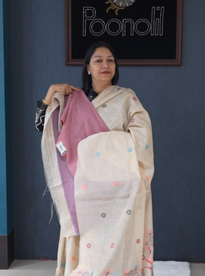 Soft chanderi saree -Beige To Onion shade  Search code 4046