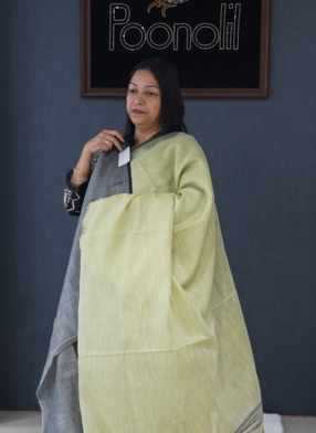 Soft chanderi saree -Green  shade  Search code 4048