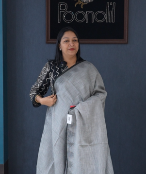 Soft chanderi saree -Dusty Gray shade  Search code 4050