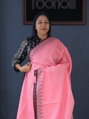 Soft chanderi saree -Orange brick shade  Search code 4056