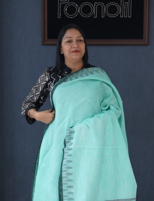 Soft chanderi saree -Green shade  Search code 4057