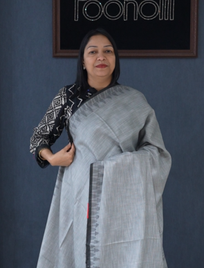Soft chanderi saree -Gray shade  Search code 4058