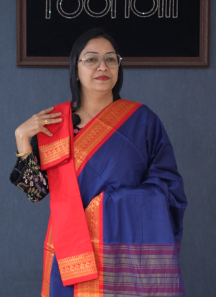 KANCHI COTTON SAREE -Navy blue to Red shade Search code 4782