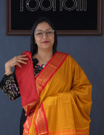 KANCHI COTTON SAREE -Mango yellow  to Red shade Search code 4783