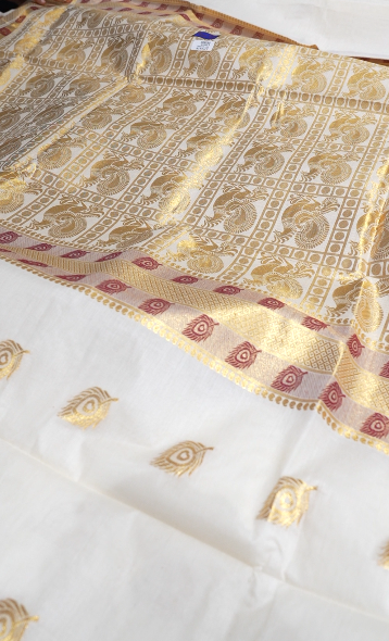 KERALA  SAREE  - Golden Maroon color -Tissue Search code 5608