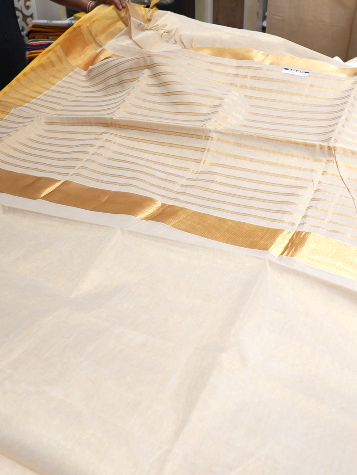 KERALA  SAREE  - Golden color -Tissue Search code 5616