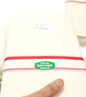 Set Mundu   - Red Cotton  Search code 9363
