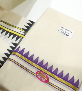 Set Mundu   -Purple Color  Cotton  Search code 9371
