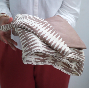 Unstitched Salwar Suit Set  -Tan brown shade Search code 3803