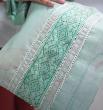 Unstitched Salwar Suit Set  -Mint Green shade Search code 3809