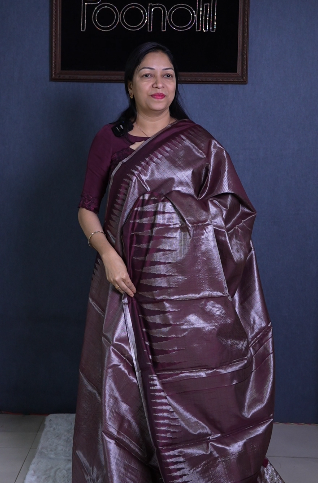Tissue Saree- Wine Color search code 1524