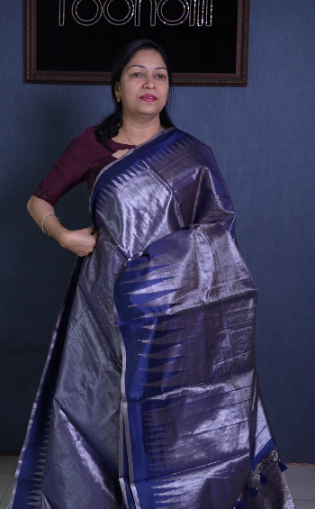 Tissue Saree- Navy blue Color search code 1525