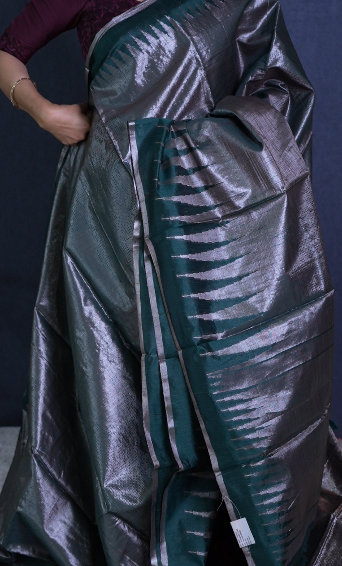 Tissue Saree- Green Color search code 1526