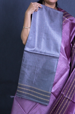 Tussar Saree -Gray shade Search code 1543