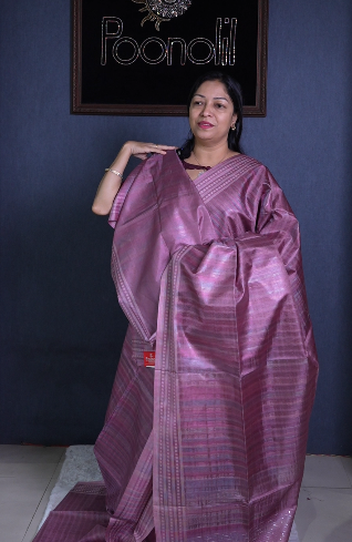 Tussar Saree -onion Pink  shade Search code 1579