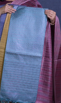 Tussar Saree -Powder blue  shade Search code 1585