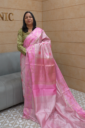 Banarasi sarees -  pink color Search code 8305