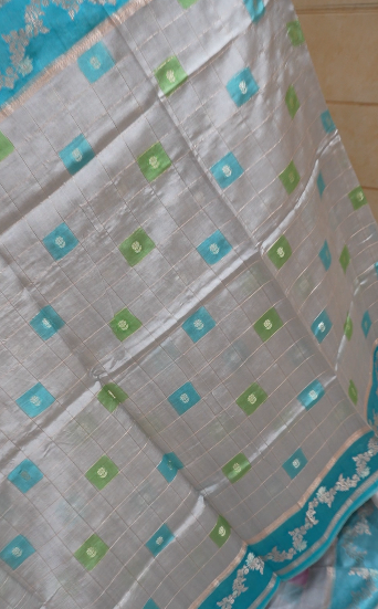 Banarasi sarees -  Blue color Search code 8307