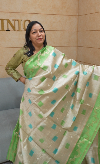 Banarasi sarees - Liril green  color Search code 8309