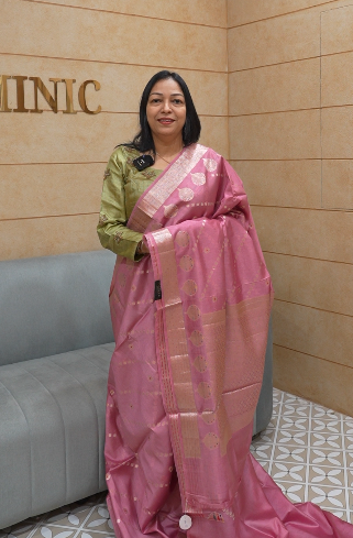 Banarasi sarees - Onion Pink color Search code 8314