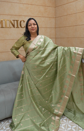 Banarasi sarees -Green color Search code 8315