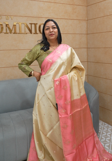 Banarasi sarees -Royal gold to Peach  color Search code 8317