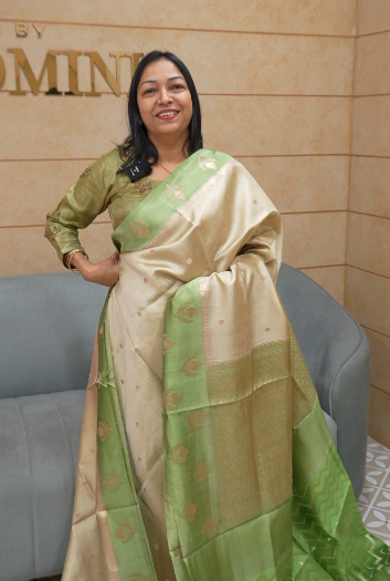 Banarasi sarees -Golden to Green color Search code 8320