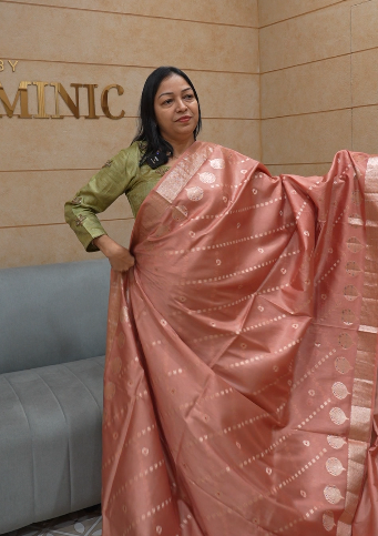 Banarasi sarees -Onion    color Search code 8323