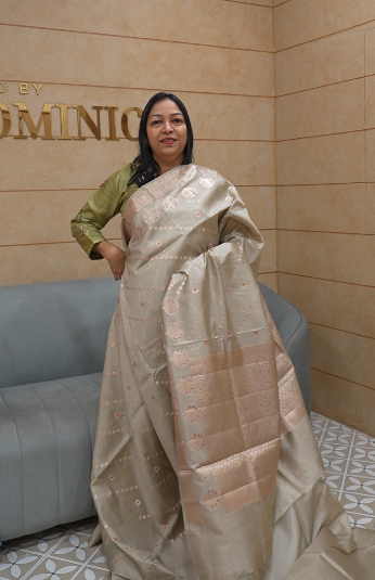 Banarasi sarees -Light Sandal color Search code 8324