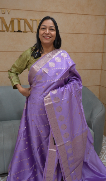 Banarasi sarees -Lavender color Search code 8326