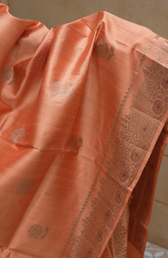 Banarasi sarees -Peach color Search code 8327