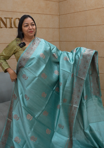 Banarasi sarees -Blue color Search code 8328