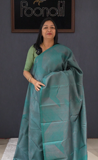 KANCHIPURAM SAREE -Dusty Green shade Search code 5652