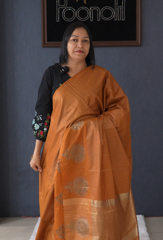 Semi Silk Saree -Yellow ccolor Search code 2654